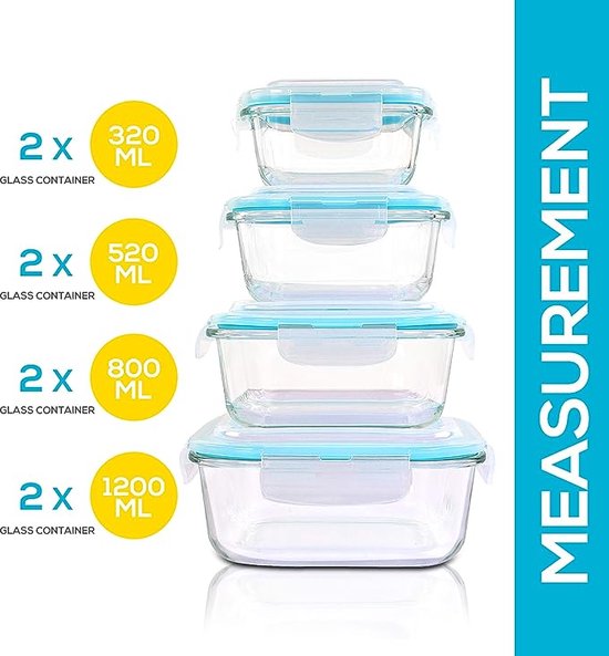 Glas Lunchbox Bento Met Deksel en Borosilicaat Glazen Bakjes