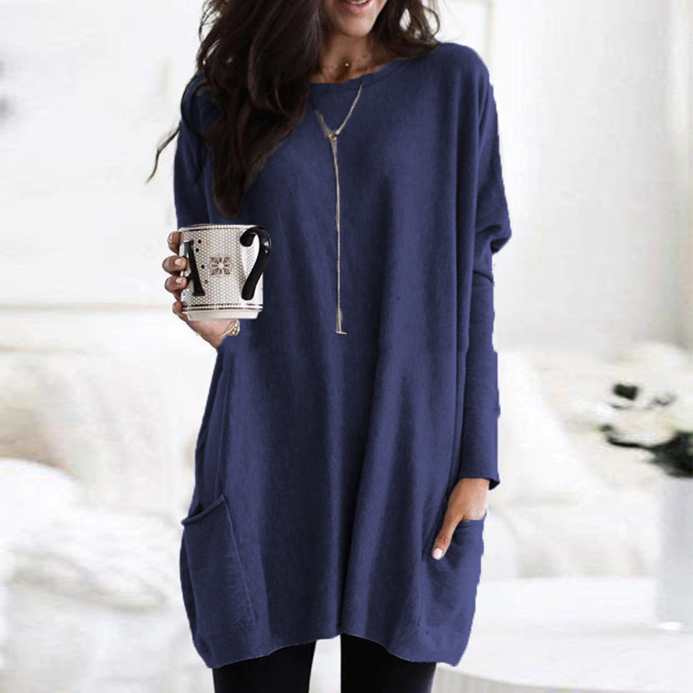 Dames Top met Lange Mouwen en Zakken Basis Collectie