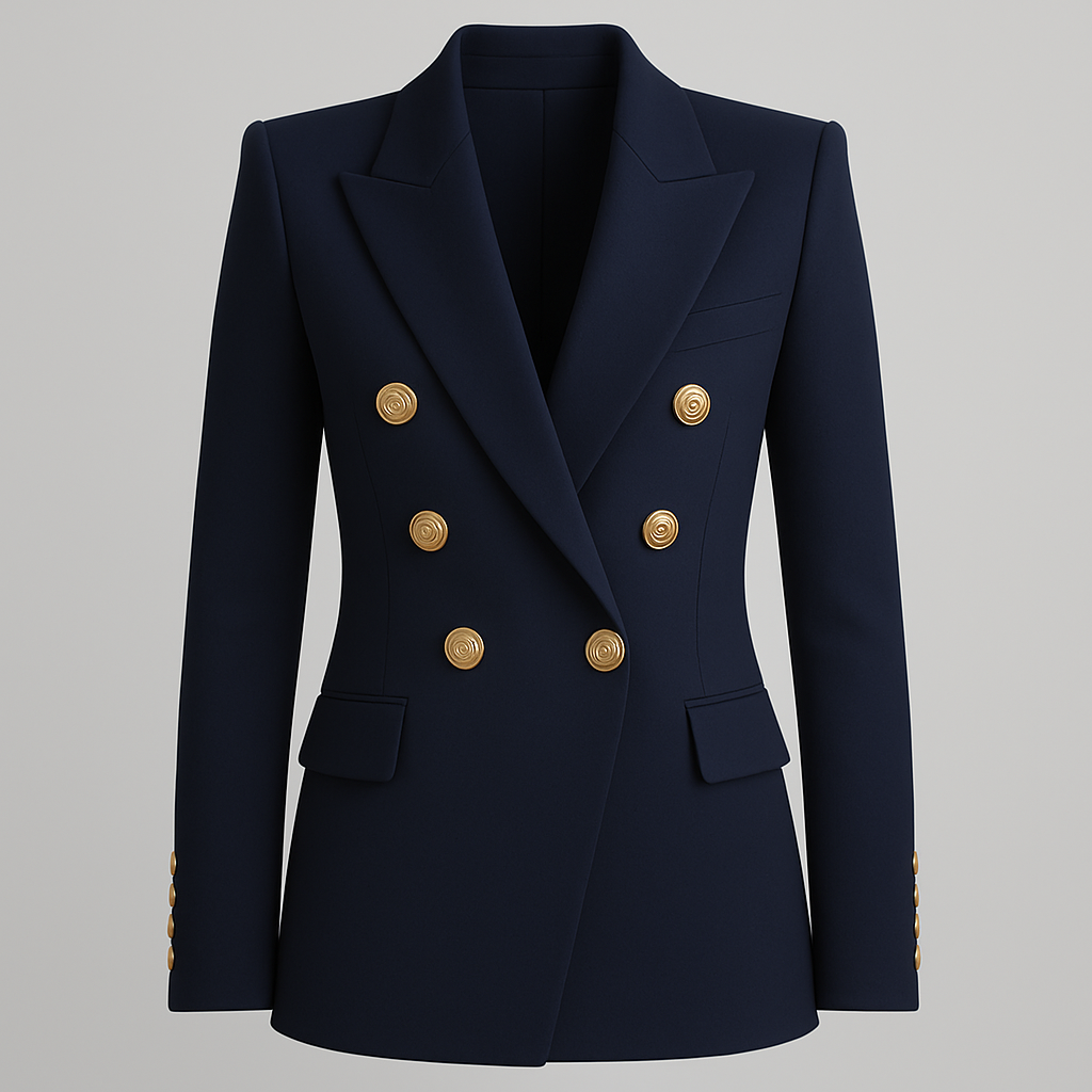 Dames Blazer Getailleerd Dubbelrijig – Elegante Lange Blazer voor Werk en Feest