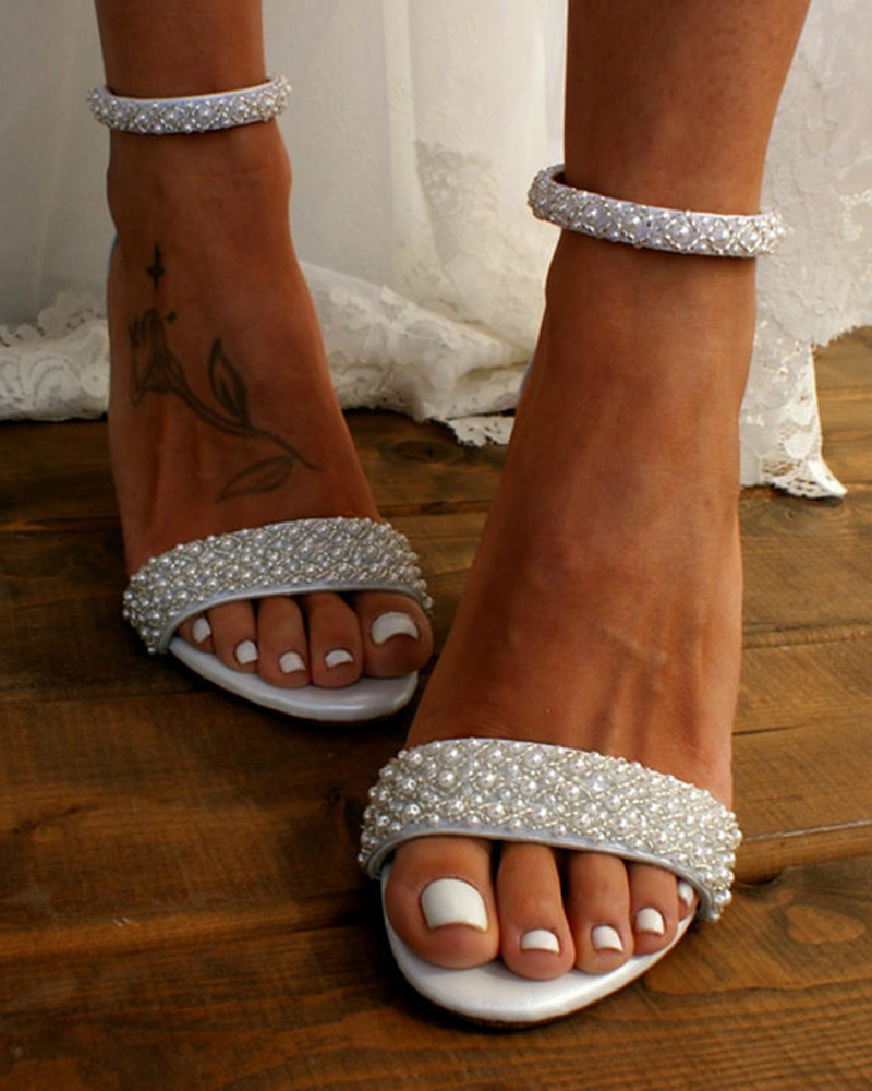 Bruidssandalen Elegante Hak met Strass