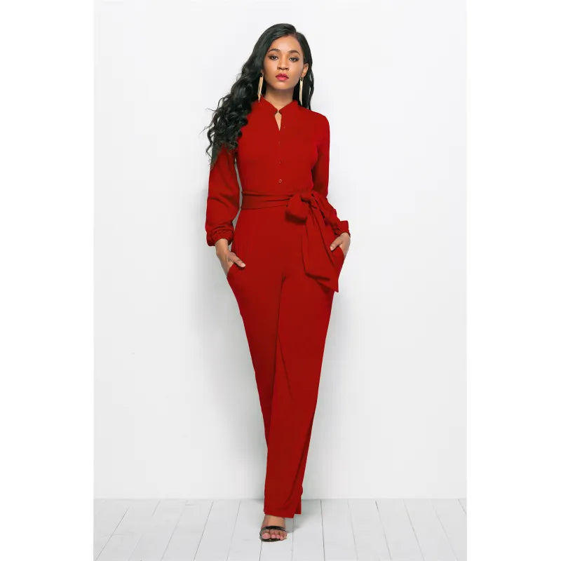 Jumpsuit met Ceintuur en V-Hals Elise