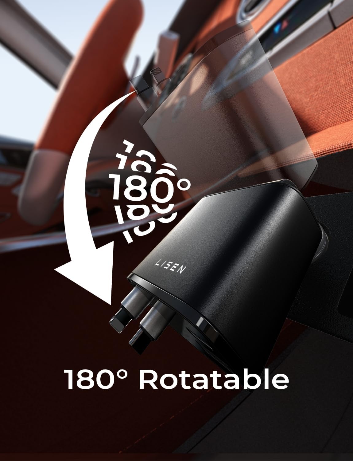 Snellaad Auto-oplader 69W USB-C Uittrekbaar