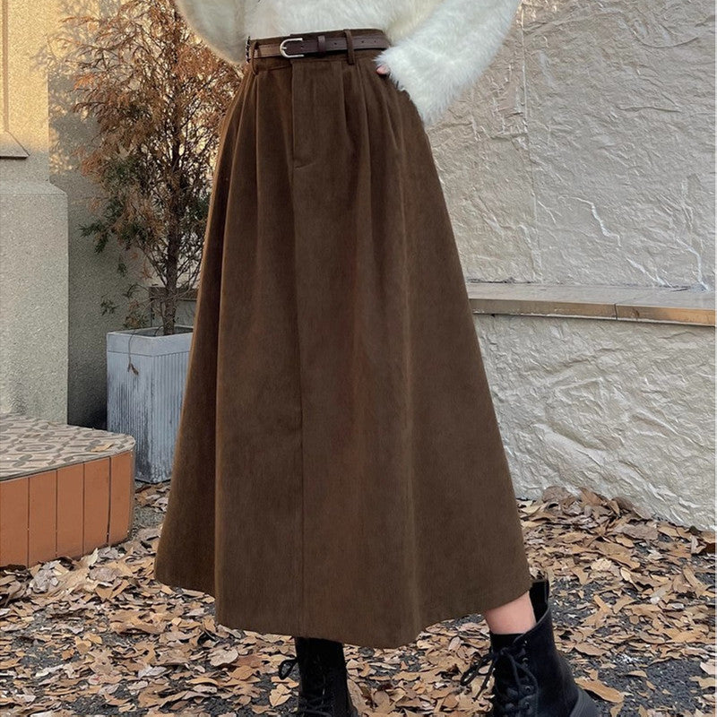 Dames A-lijn Rok Midi Hoge Taille Zwart