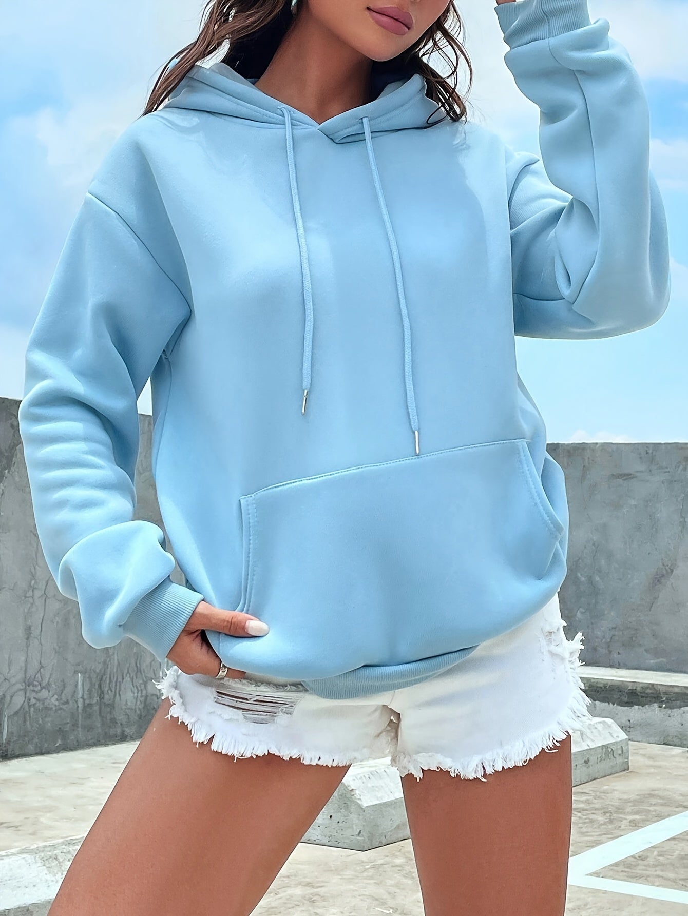 Zachte Dames Hoodie met Capuchon Lila Plush Sweatshirt