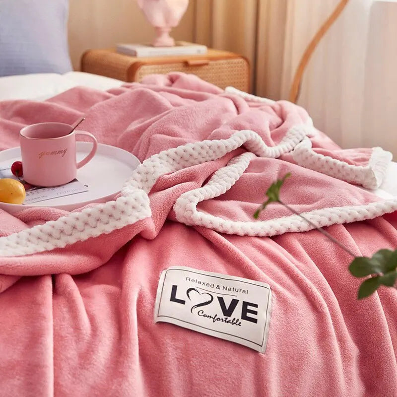 Zachte Fleece Deken Roze Warm voor Bank en Bed