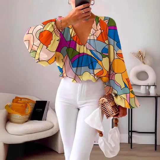 Vrouwelijke Blouse Veelkleurig Bloemen Print