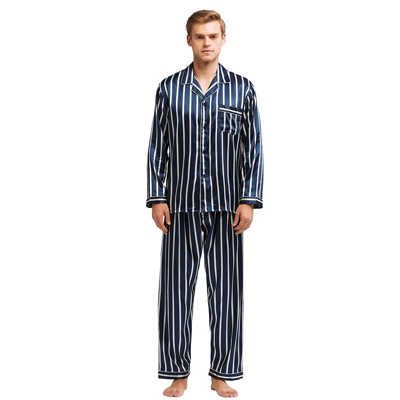 Satin Pyjama voor Mannen Stijlvol en Comfortabel - Mode Vibes