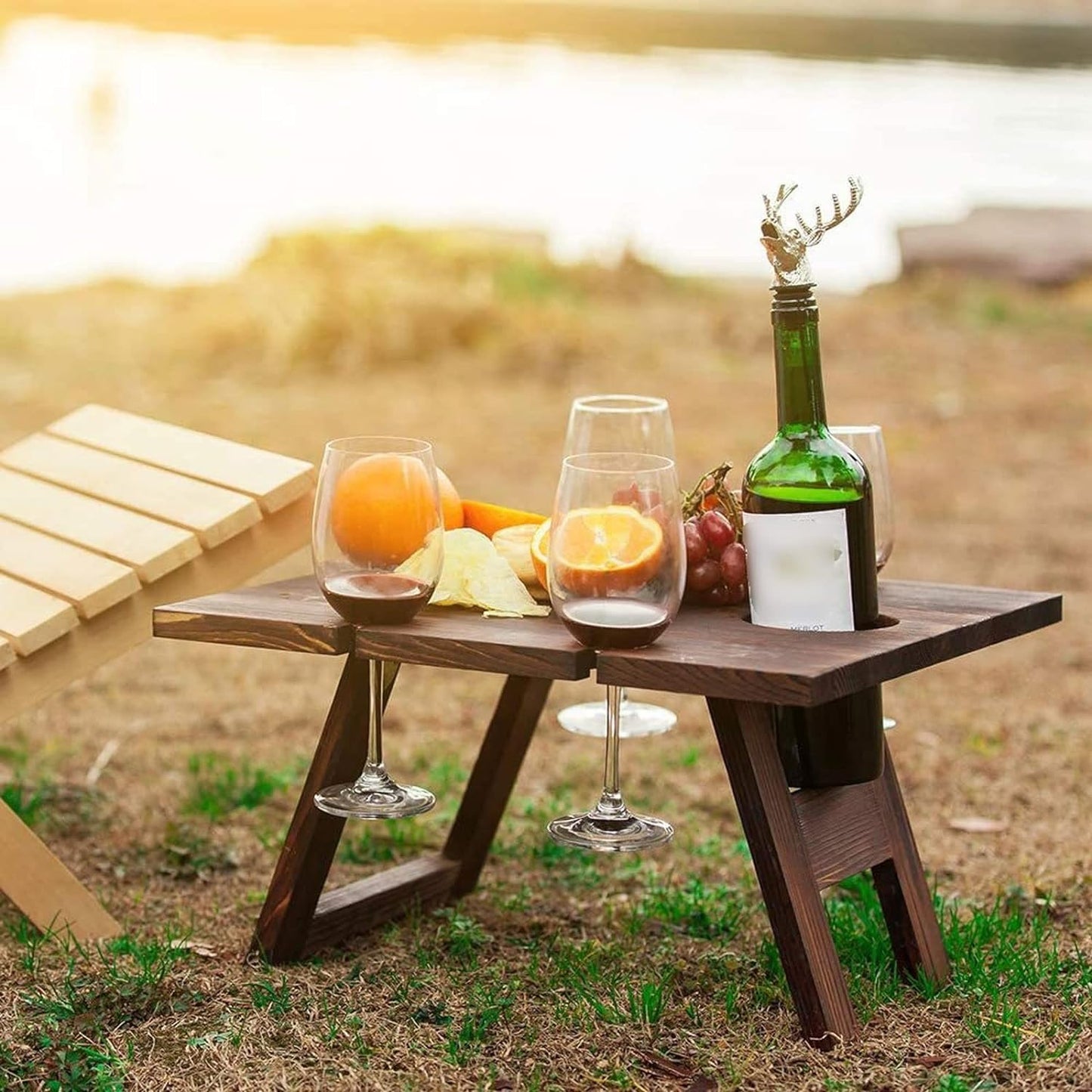 Houten Wijnrektafel Draagbaar voor Wijnliefhebbers