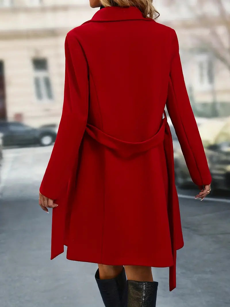 Chique Dames Trenchcoat met Dubbele Rij Knopen
