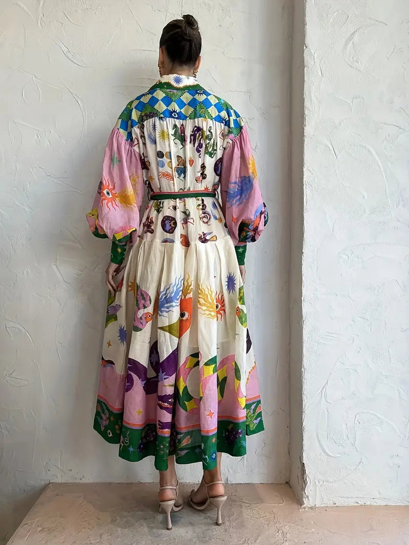 Maxi-jurk met Abstracte Print Vrouwelijk Design