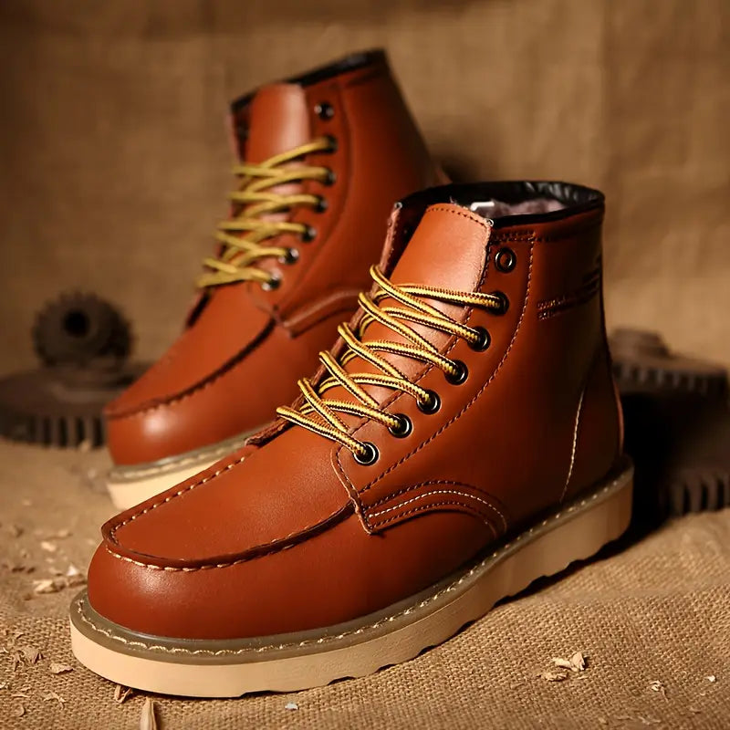 Nordval Heren Winter Enkelboots met Veters & Dikke Zool