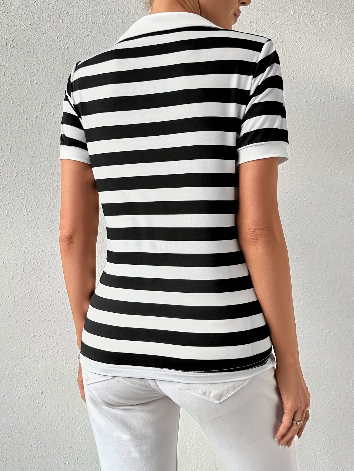 Dames T-shirt Korte Mouwen Gestreept Zomerse Stijl