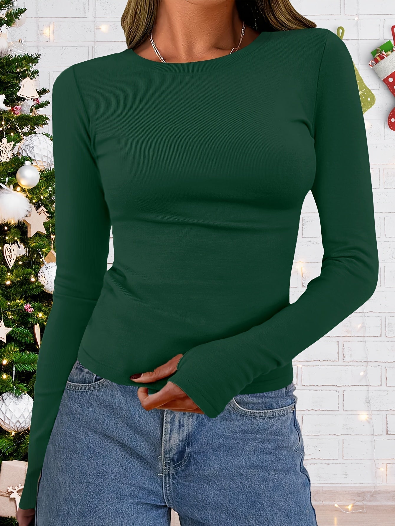 Dames Top Lange Mouwen Ronde Hals Warme Herfst Winter Collectie