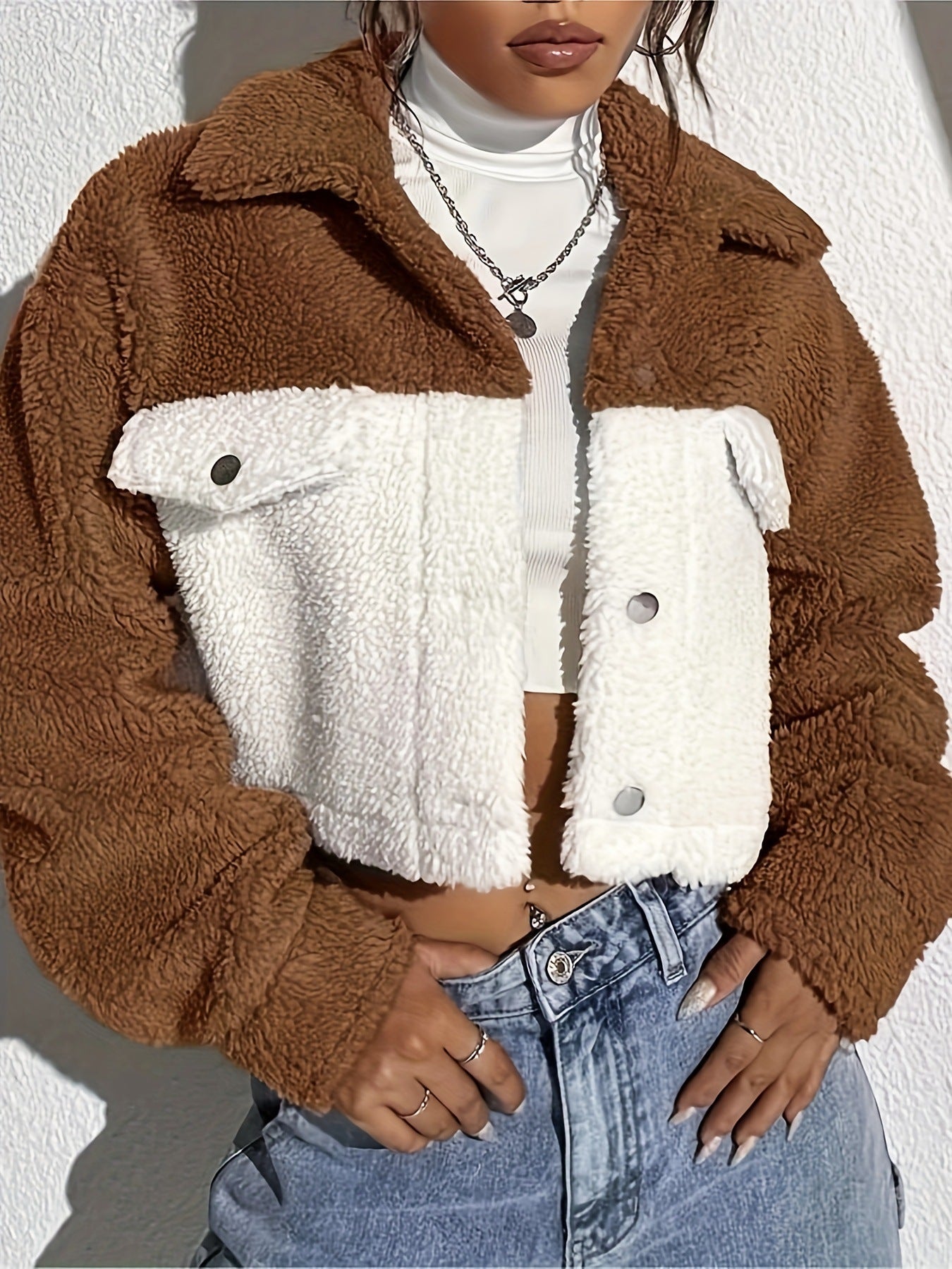 Dames Teddyjas met Kraag en Contrasterende Kleuren