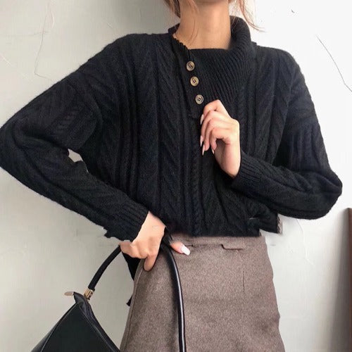 Dames Gebreide Trui met Kraag Detail Trendy Stijl