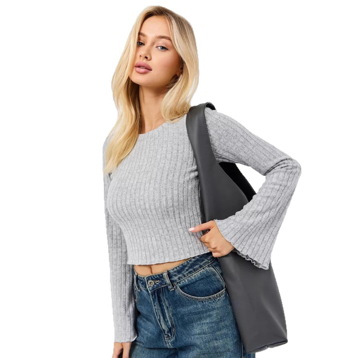 Dames Cropped Top Geribd Kort Model