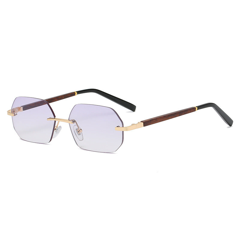 Dames Zonnebril Randloos Trendy Polygonaal Model