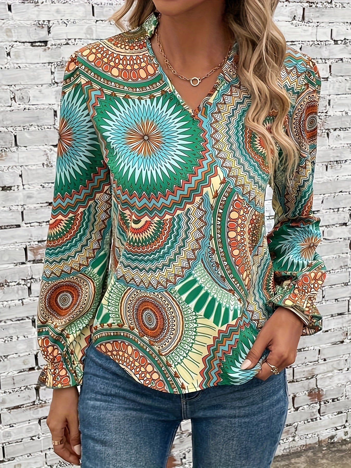 Dames Blouse Bloemenpatroon V-Hals Lente Herfst