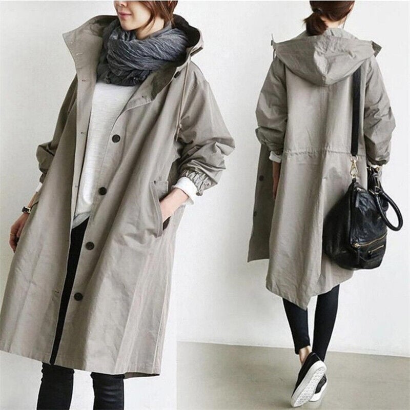 Dames Trenchcoat Waterdicht met Capuchon voor Lente en Herfst