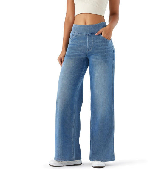 Dames Denim Broek Wijd Model met Stretch