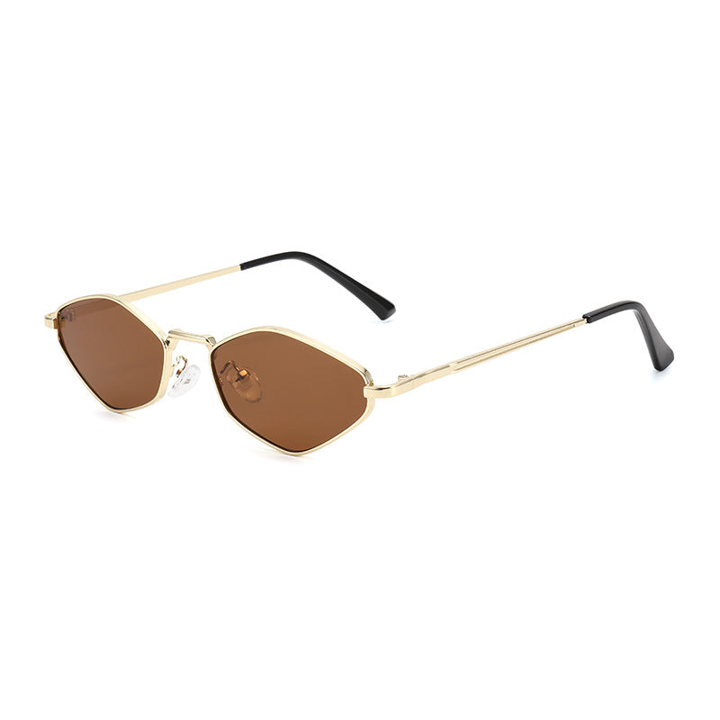 Dames Zonnebril Cat Eye met Metaal Montuur en Slank Design