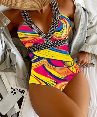 Zwempak met bandjesSexy Print Vrouwelijk Badpak