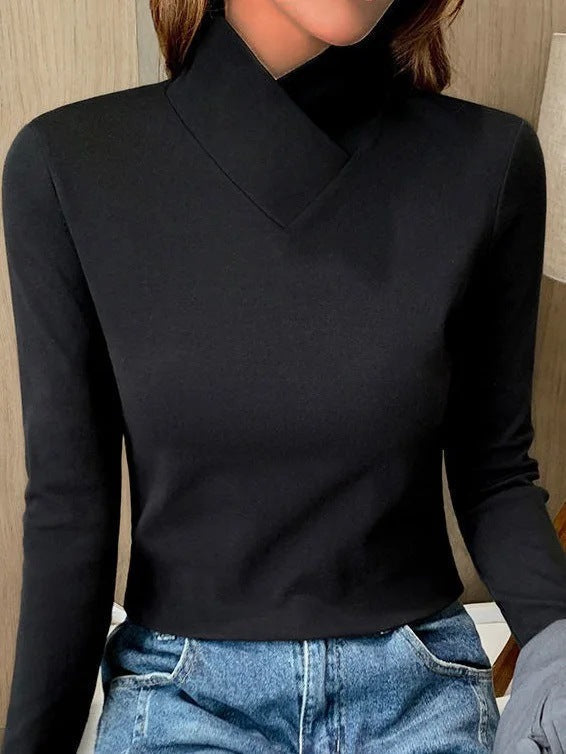 Vrouwelijke Top Asymmetrische Kraag Elegante Stijl
