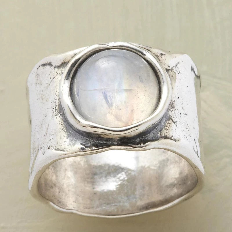 Zilveren Maansteen Ring voor Vrouw Modern Design - Mode Vibes
