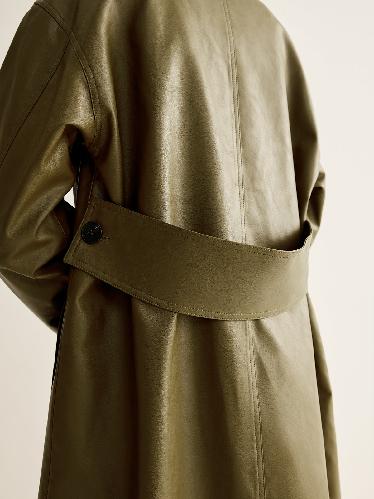 Leren Jas Dames Groen Vintage Stijl Lange Lederen Coat