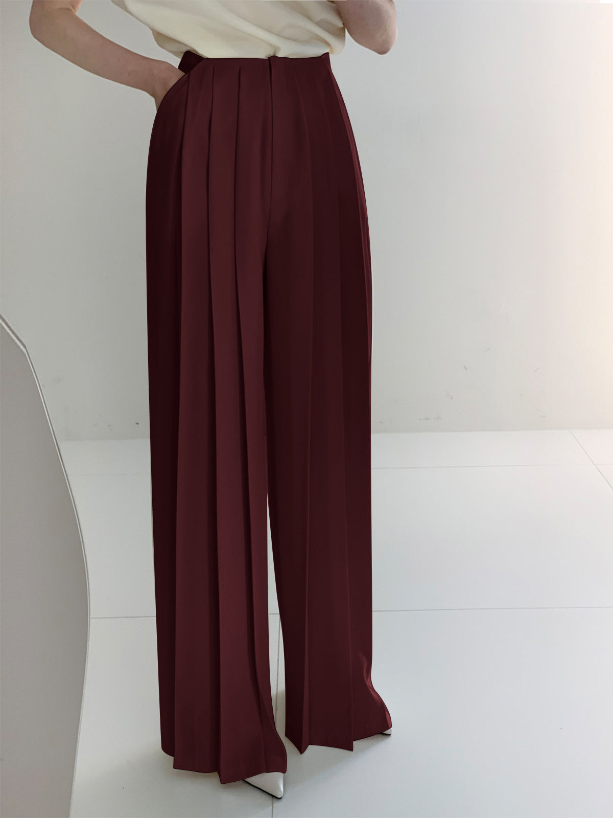 Comfortabele Plissé Pantalon Hoge Taille Dames