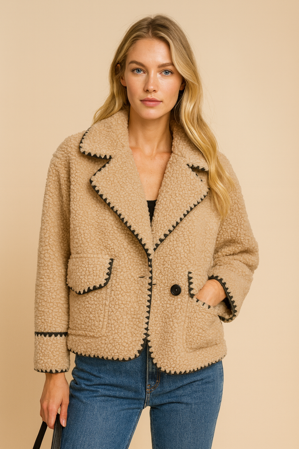 Dames Pluche Teddyjas Met Contraststitch en Zachte Stof