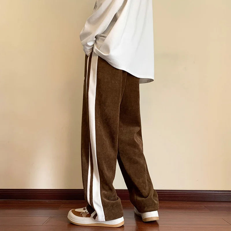 Heren Baggy Sweatpants met Strepen – Rechte Pijpen & Comfort Fit