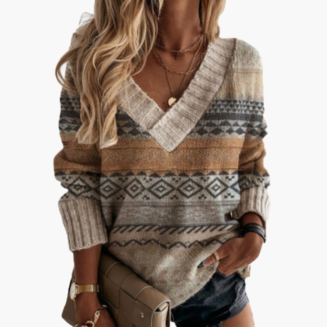 BerlinGlamour | Dames V-hals gebreide trui 3