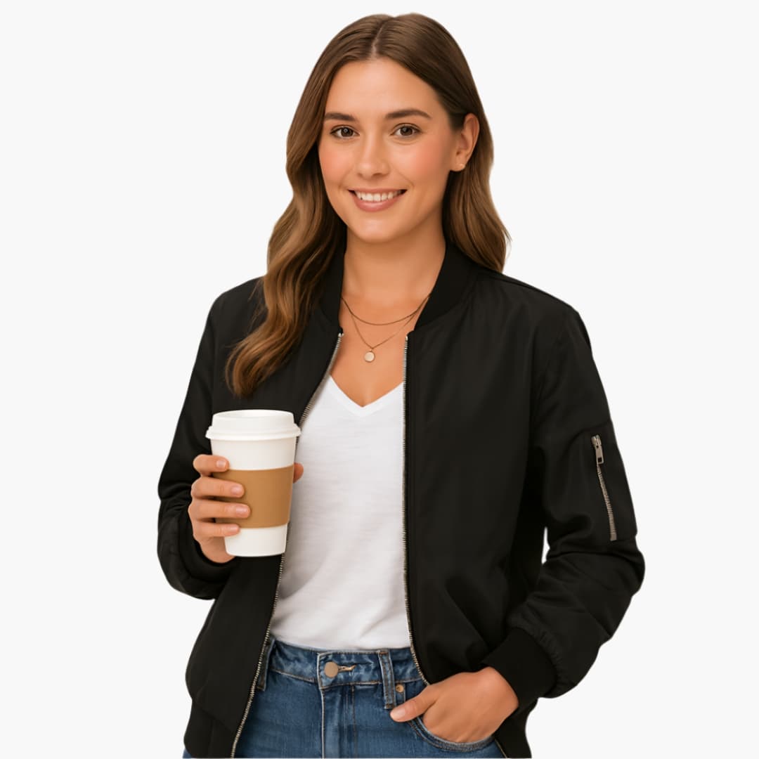 BerlinGlamour | Dames bomberjack met geribbelde manchetten 2