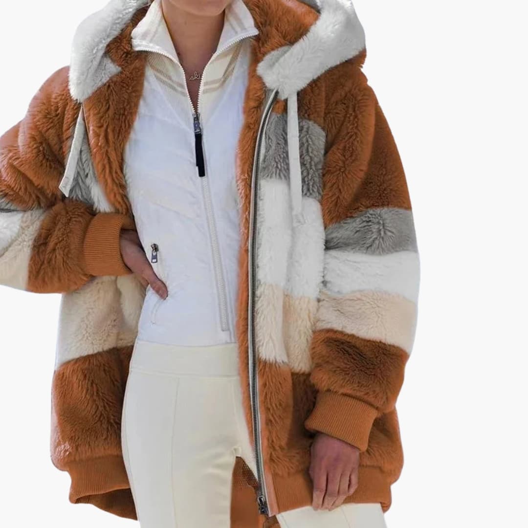 BerlinGlamour | Dames capuchonjack met rits en strepenpatroon 8