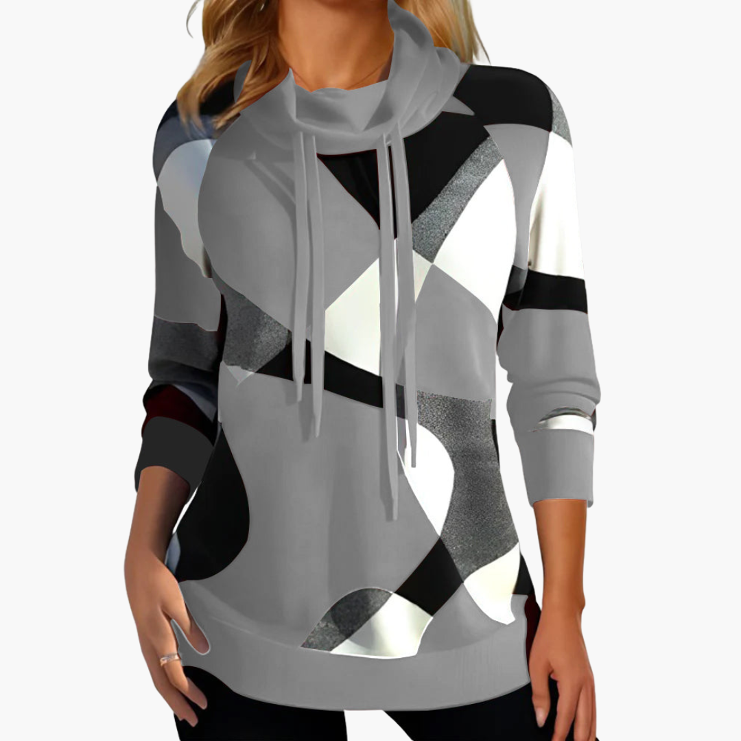 BerlinGlamour | Dames hoodie met geometrisch patroon 2