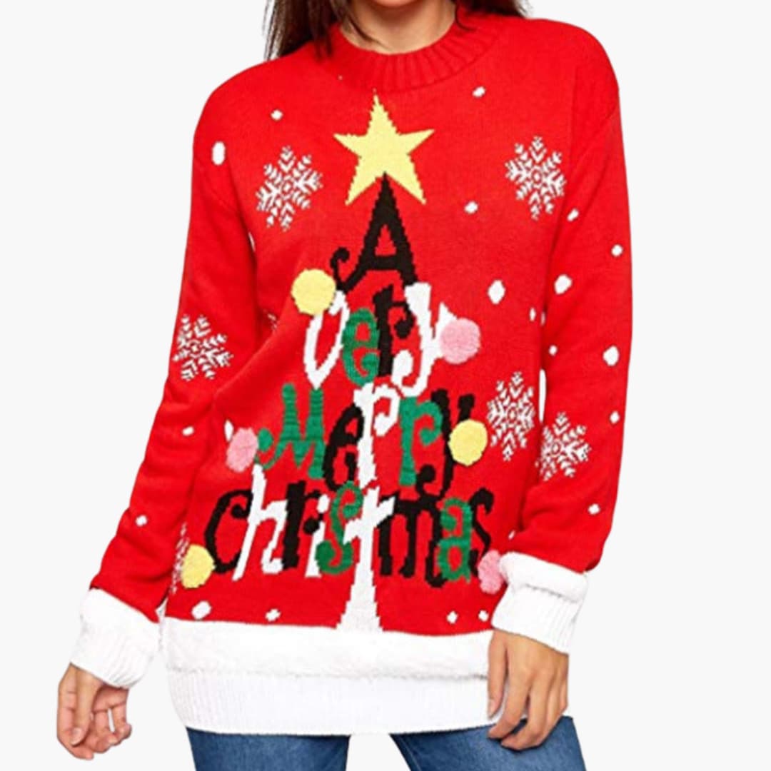 BerlinGlamour | Dames kersttrui met feestelijk design en groot motief 4