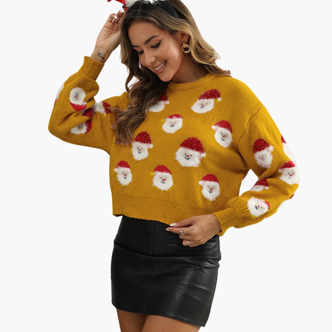 BerlinGlamour | Dames kersttrui met kerstmanmotief 6