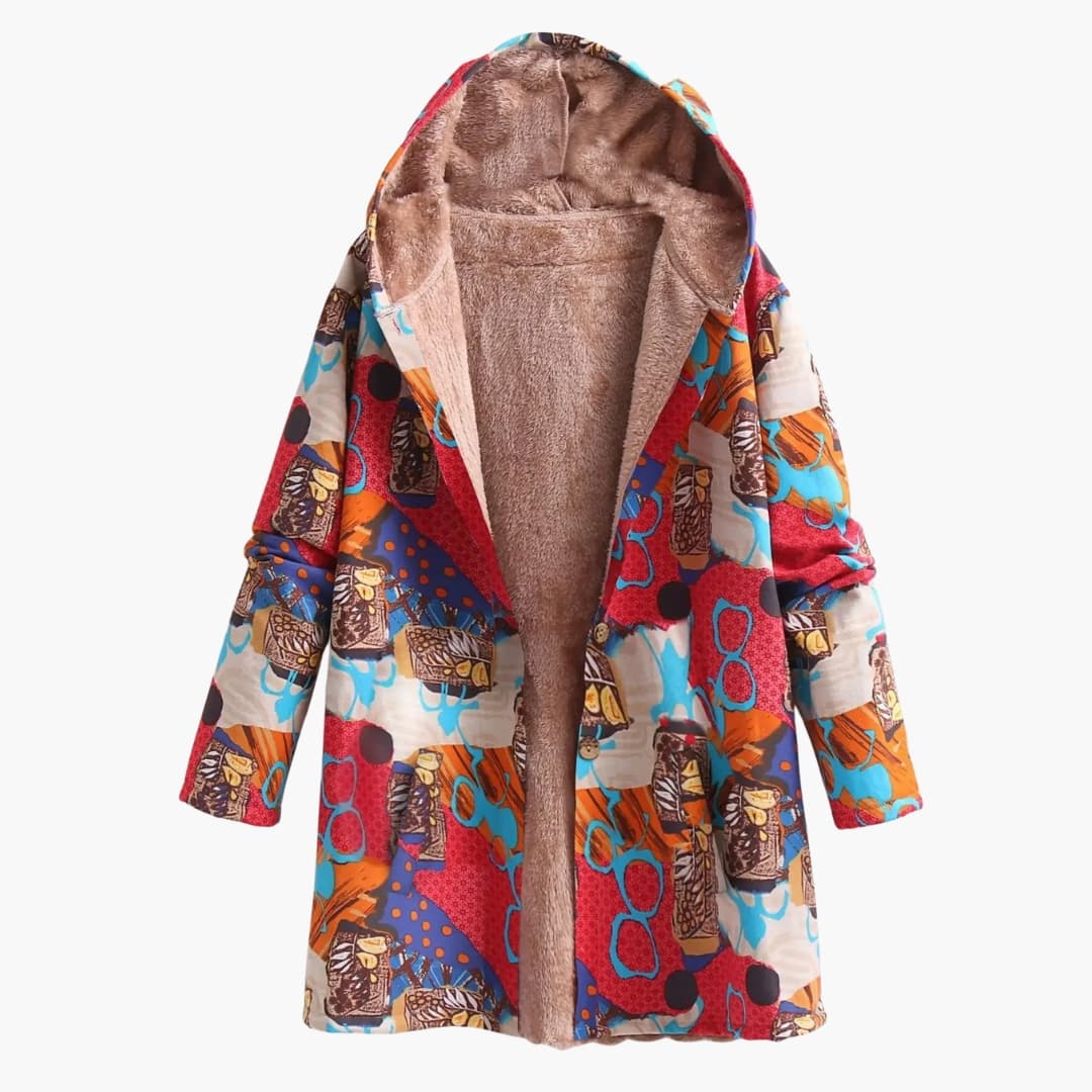 BerlinGlamour | Damesjas met capuchon en bedrukt oppervlak 4