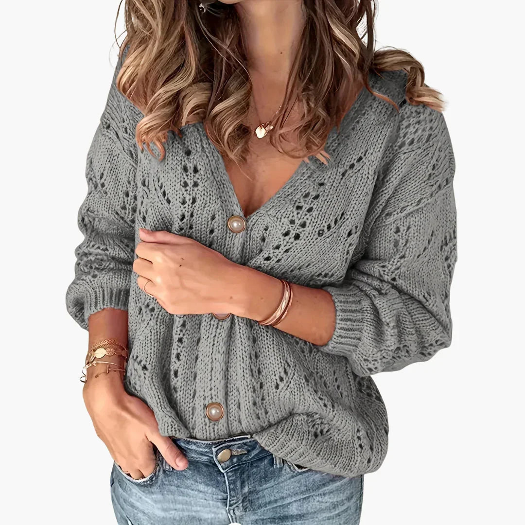 BerlinGlamour | Gebreid vest met knoopjes voor dames 4