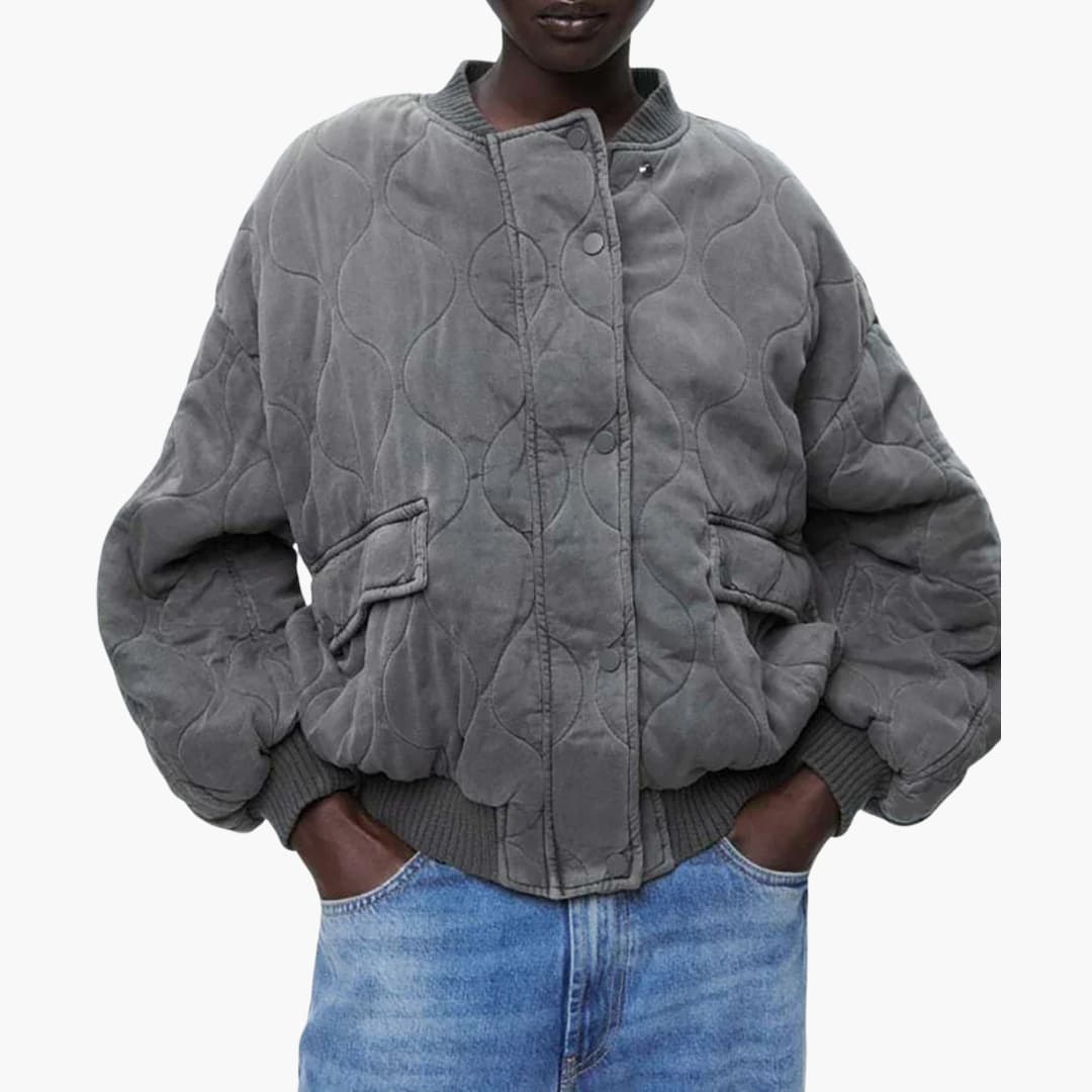 BerlinGlamour | Gewatteerde damesjas met drukknopen 2