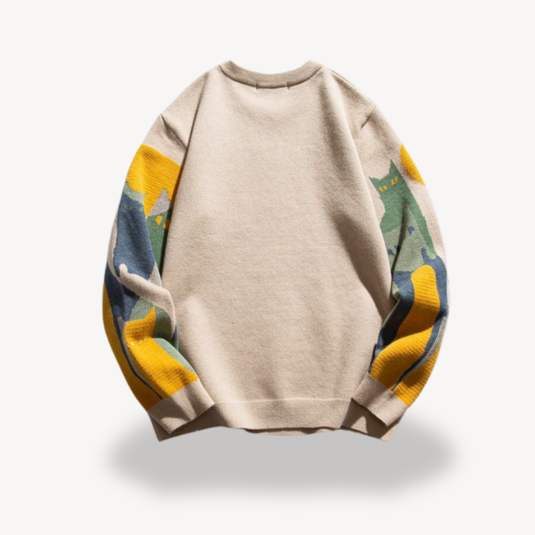 BerlinGlamour | Heren katoenen gebreide trui met kattenmotief 5