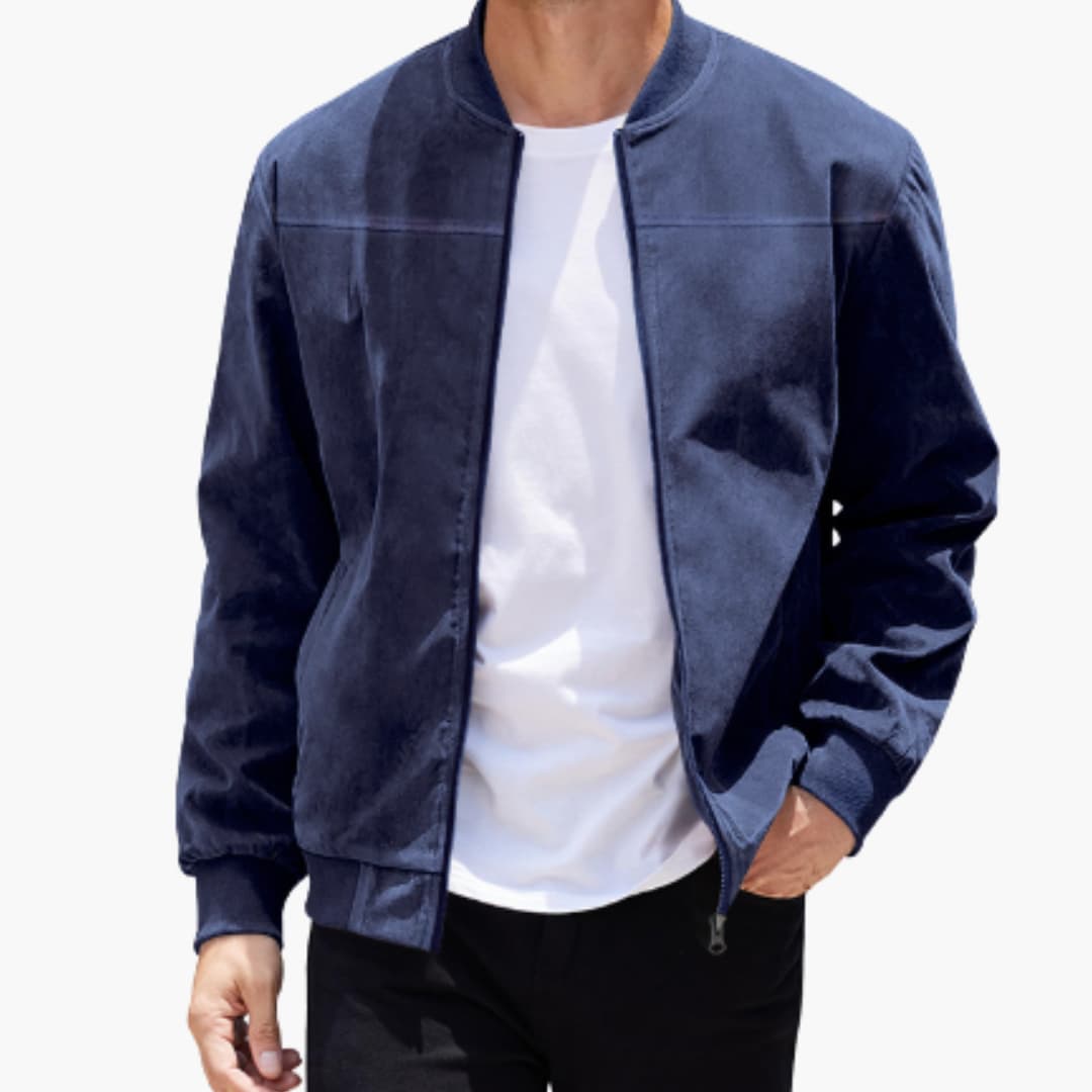 BerlinGlamour | Herenjas met rits, geribbelde zoom en lange mouwen 4