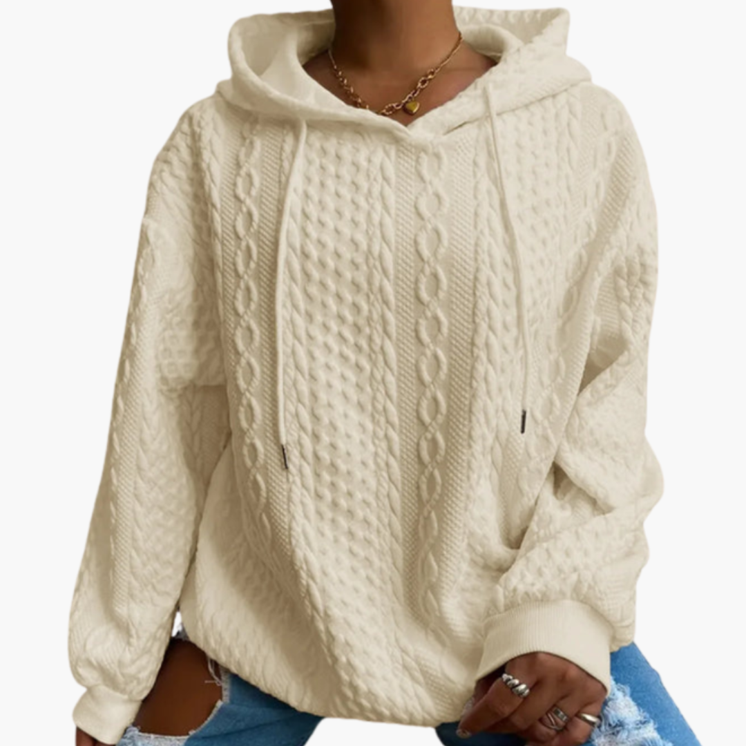 BerlinGlamour | Kabelgebreide hoodie voor dames 6