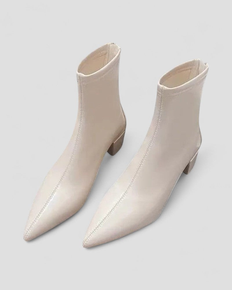 BerlinGlamour | Leren enkellaarsjes met rits aan de achterkant en blokhak 4