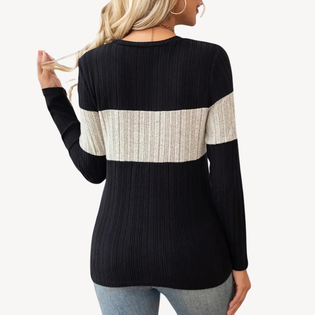 BerlinGlamour | Shirt met lange mouwen en kleurblokmotief voor dames 4