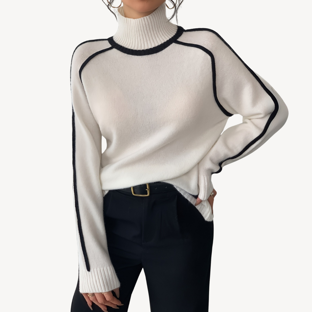 BerlinGlamour | Witte geribbelde coltrui voor dames 3