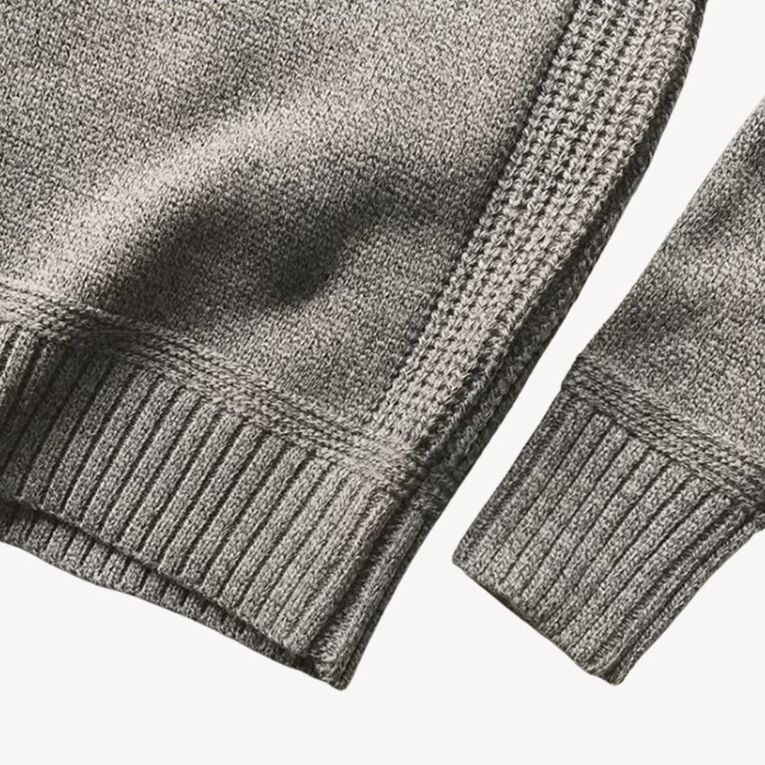 BerlinGlamour | Wollen herentrui met leren elleboogstukken 5