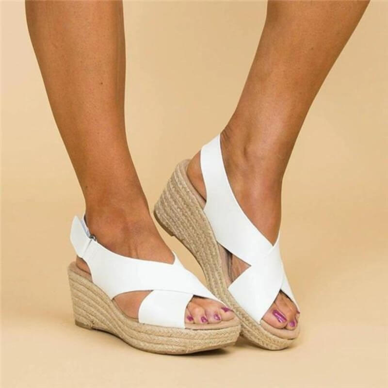 Zomersandalen met Sleehak en Kruisbanden voor Vrouw