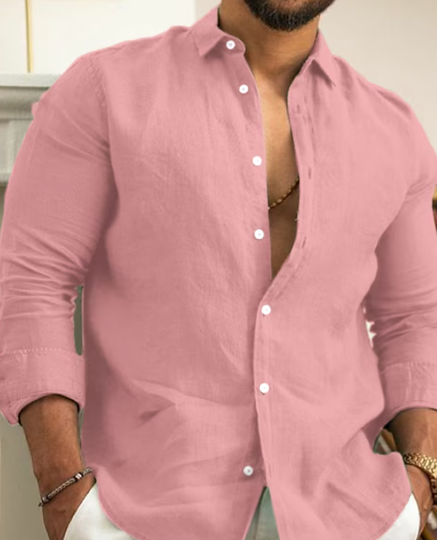 Linnen Overhemd Heren Casual Trendy Kwaliteit